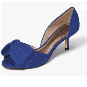 XYD Navy Low Heel D'Orsay Pumps Peep Toe Slip On Sandals Bowknot Shoes